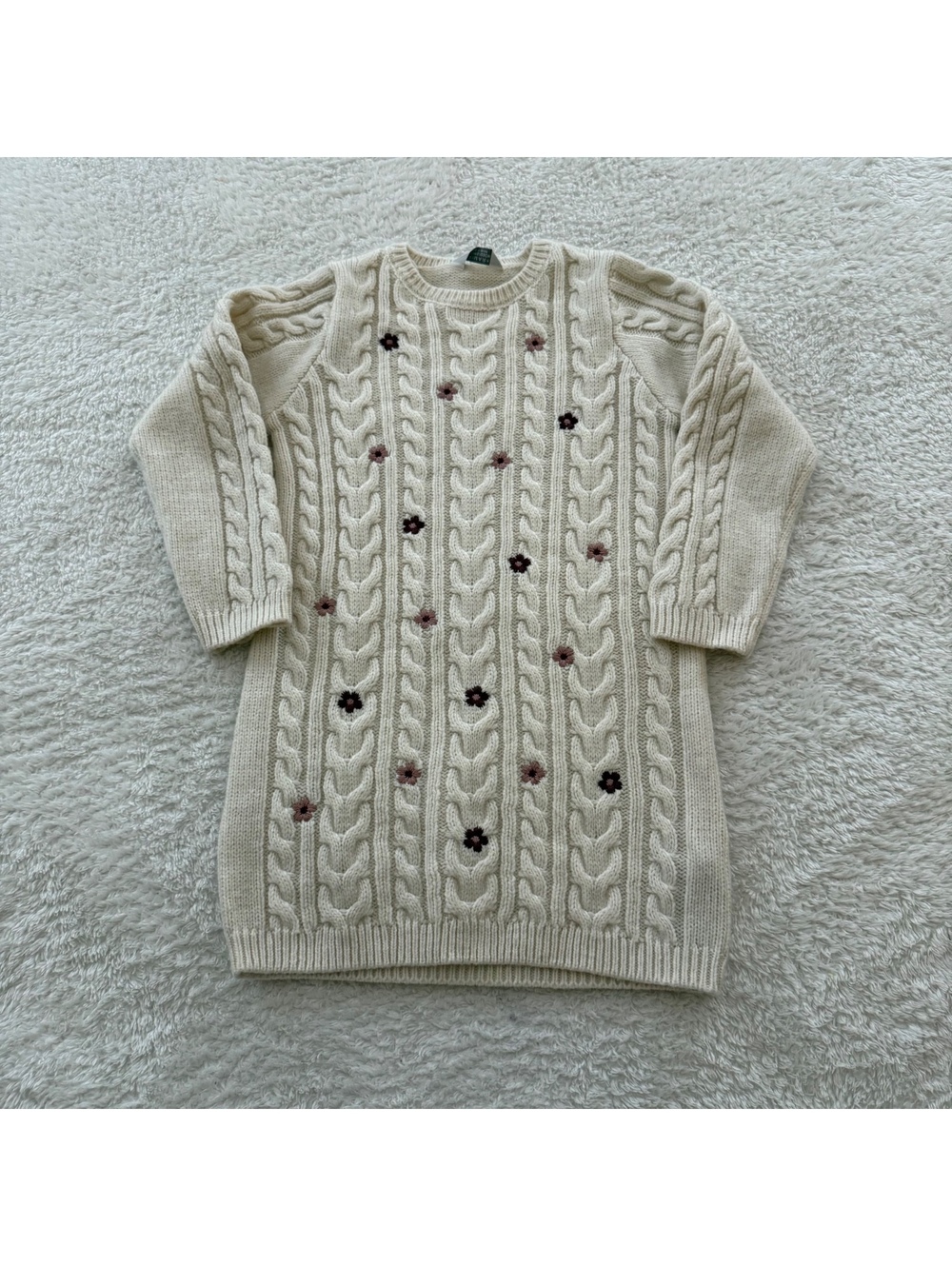6/7 Knit Flower Sweater Dress